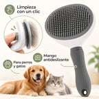 Cepillo para perros y gatos con pulsador de limpieza y mango antideslizante